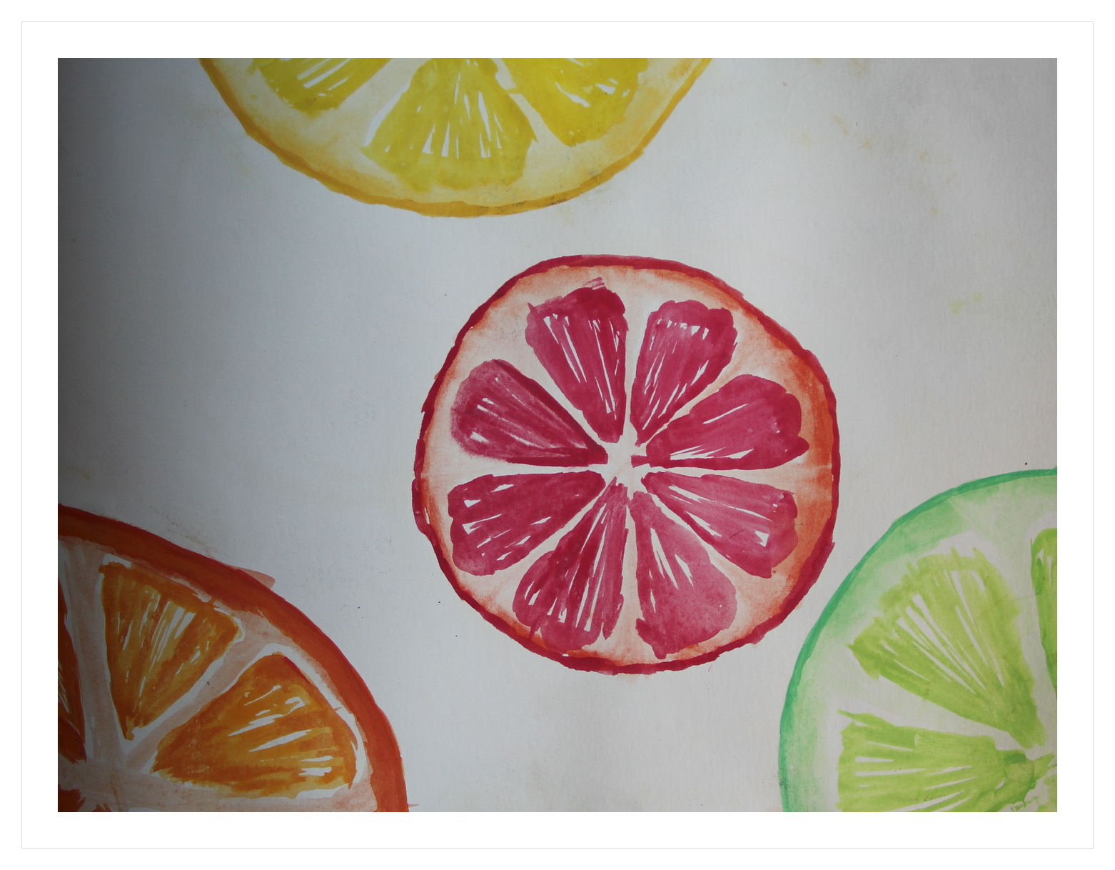 Watercolor painting of citrus fruit slices